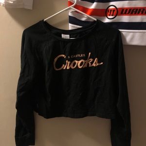 Black crooks and castles crop top